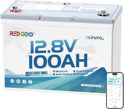Miniatura 37 de Redodo Paquete de 3 baterías de litio de 12 V 100 Ah Grupo 24, ciclo profundo de 1280 Wh con BMS de 100 A, batería recargable de litio de más