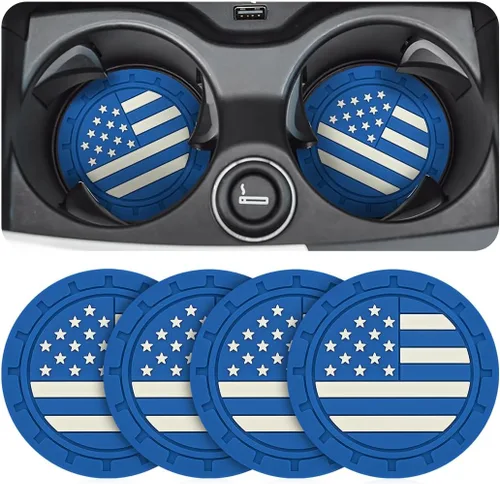 Miniatura 13 de Osilly Posavasos para Portavasos de Automóvil, Paquete de 4 Posavasos Antideslizantes de PVC con Estampado de Huellas de Pata, Tapete Universal