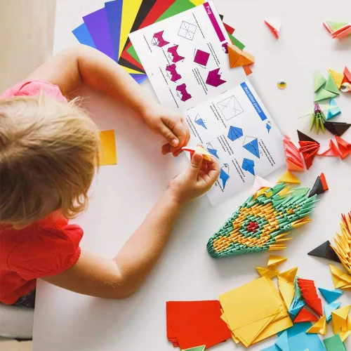 Miniatura 5 de Kit de origami Yibeishu para niños, 120 hojas de papel de origami con libro de instrucciones, juego de papel de color de 15 x 15 cm de lado sencillo