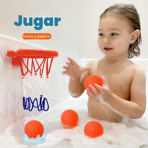 Miniatura 4 de Juguetes de baño – Aro de baloncesto para bañera para niños pequeños, niños y niñas 4 bolas sin agujero y ventosas fuertes Divertido juguete