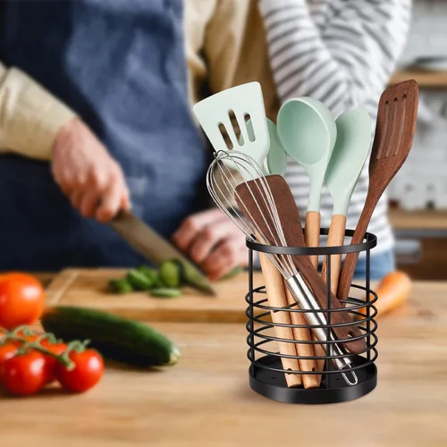 Miniatura 6 de RedCall Soporte para utensilios para encimera de cocina, soporte de espátula de metal, soporte de utensilios de cocina para cuchara, organizador