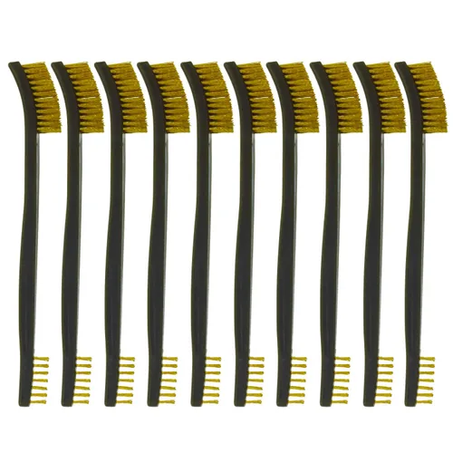 Paquete de 10 cepillos de limpieza multiusos de doble punta para pistolas de 7 pulgadas, cepillos de cerdas de nailon de acero y latón (latón)