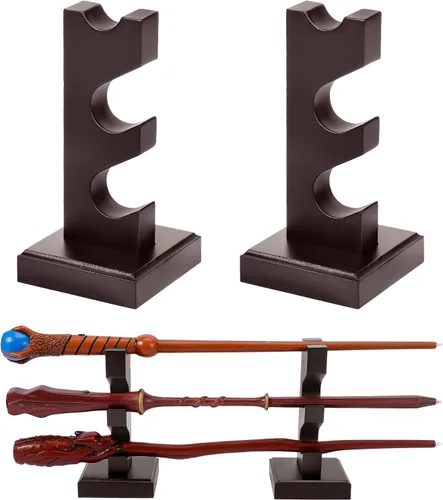 Miniatura 7 de ChampWe Soporte de exhibición de varita de mago, soporte de varitas mágicas de madera, 3 niveles para colección, color negro