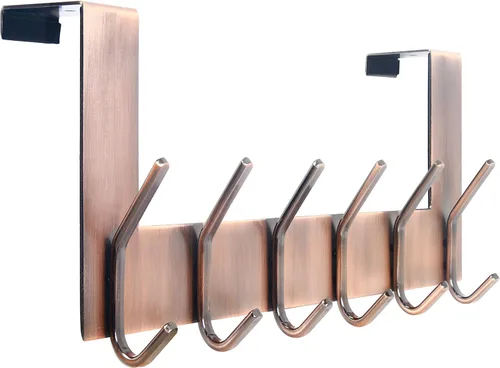 Miniatura 10 de WEBI - Perchero de 6 ganchos para abrigos, para colgar sobre la puerta, ideal para colgar toallas, ropa y abrigos en la puerta del baño Blanco