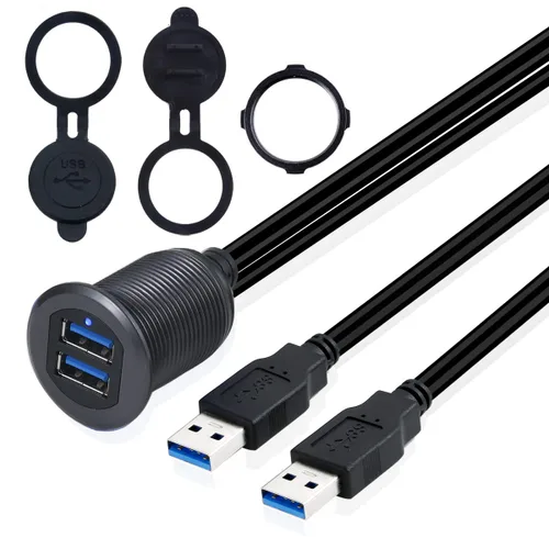 Miniatura 7 de MysRuida - Soporte USB 3.0 y HDMI con luz, 3.3 pies USB 3.0 macho a hembra y HDMI 4K macho a hembra, cable de extensión de montaje en panel