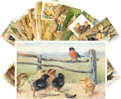 Miniatura 5 de PIXILUV Postales vintage (24 piezas de 4 x 6 pulgadas cada una) Flores de primavera de Pascua y encantadores niños tarjetas de notas vintage retro