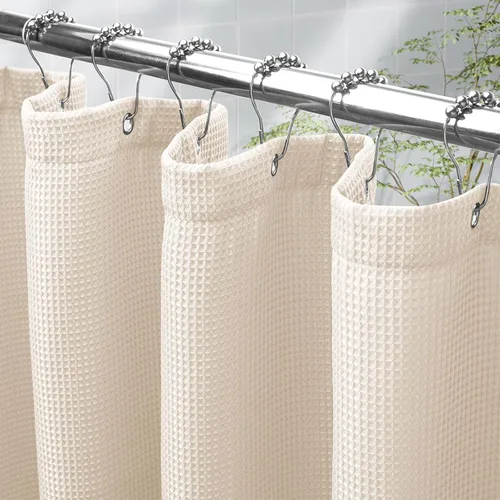 Miniatura 31 de AmazerBath - Cortina de ducha extralarga de 96 pulgadas, cortina de ducha de nido de abeja blanca extralarga, cortinas de ducha de tela para baño
