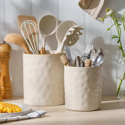 Miniatura 10 de famiware Soporte para utensilios de cocina, 7.2 + 5.8 pulgadas, de cerámica, para encimera, 2 utensilios de cocina, organizador de utensilios