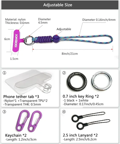 Miniatura 4 de Cordón para teléfono celular, correa de muñeca para mujer, pulsera de teléfono, cordón de muñeca para cámara, cordón de muñeca corto para llaves