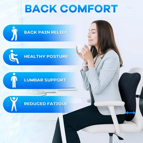 Miniatura 6 de Juego de cojín de asiento de espuma viscoelástica y almohada de apoyo lumbar de terciopelo suave, cojines de silla de computadora cómodos