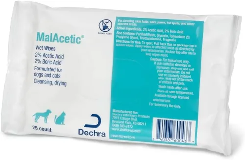 MalAcetic Toallitas húmedas para perros y gatos, 25 unidades