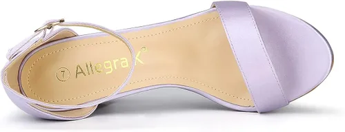 Miniatura 4 de Allegra K Sandalias de tacón grueso de satén con punta abierta para mujer