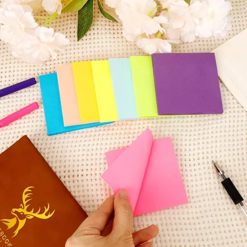Miniatura 7 de Notas adhesivas – Pequeñas notas adhesivas de 3 x 3 pulgadas, suministros de decoración de oficina, mini bloc de notas autoadhesivas, pestañas