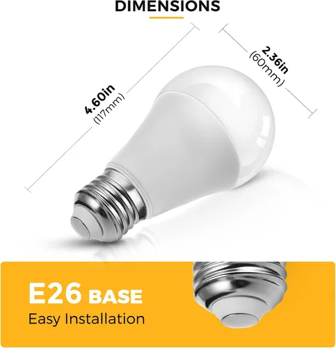 Miniatura 7 de L LOHAS LED Bombillas LED, Bombilla de Luz Ámbar para Ayuda del Sueño, A19 9W (Equivalente a 60 Vatios), Bloqueo de Luz Azul, Bombillas Regulables