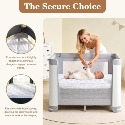 Miniatura 3 de Feisaibaoly Colchón Pack and Play (38 "x26 "x1.5), tela amigable con la piel, suave, transpirable y silencioso, proporciona soporte amigable