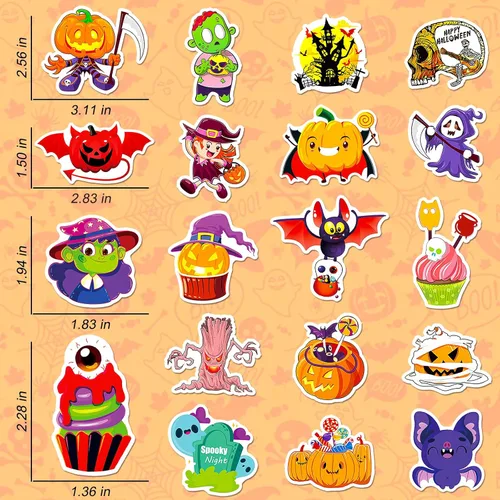 Miniatura 2 de 200 calcomanías de Halloween para niños y adultos, paquete de calcomanías de vinilo de calabaza para botellas de agua, regalos de fiesta de Halloween
