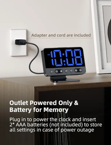 Miniatura 6 de Odokee Despertadores digitales para dormitorios: atenuador de brillo número 5 en negrita, fácil de leer en toda la habitación, 5 sonidos de alarma