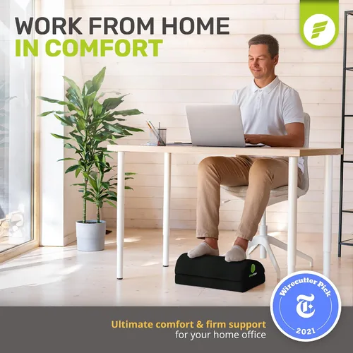Miniatura 2 de Reposapiés ajustable ErgoFoam para mayor altura - Diseño ortopédico en forma de lágrima con malla - Reposapiés grande y prémium para debajo