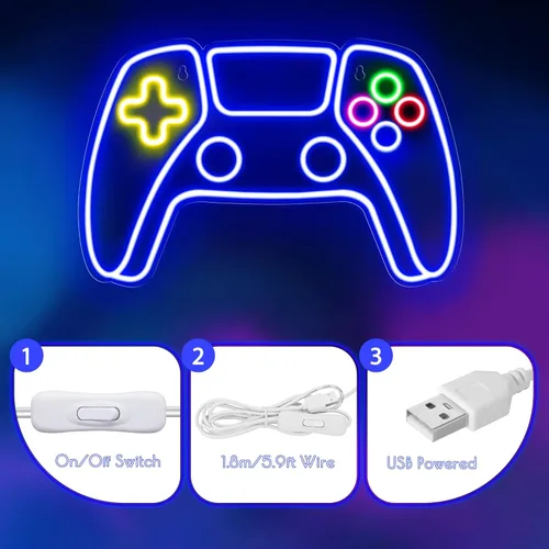 Miniatura 4 de Señal de Neón de Juego de Kavaas, Señal de Neón de Controlador para Decoración de Sala de Juegos - Señal de Neón de Juego para Decoración