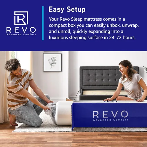 Miniatura 9 de REVO Colchón de espuma viscoelástica de gel para dormir, tamaño individual de 8 pulgadas, colchón refrescante con soporte para aliviar la presión