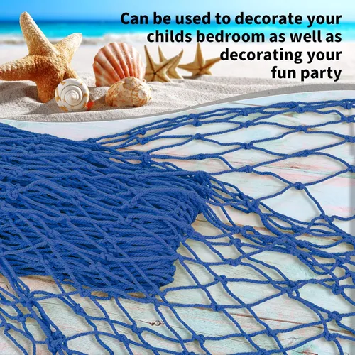 Miniatura 4 de Paquete de 2 Decoraciones de Red de Pesca para Fiesta Azul pavo real