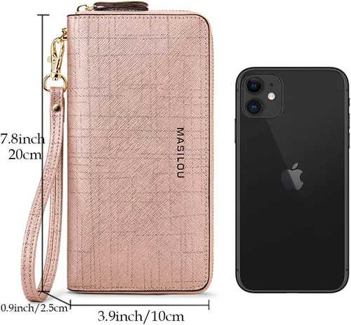 Miniatura 6 de Cartera para mujer cartera grande para teléfono celular bolsillo largo para tarjetas monedero monedero bloqueo RFID con cremallera bolso de mano