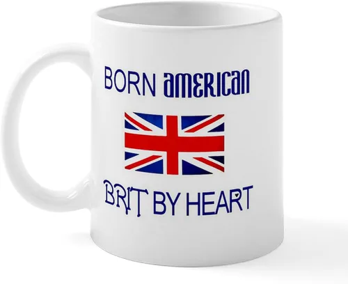 CafePress Born American, British By Hea Taza de café de cerámica de 11 oz (11.0 fl oz)