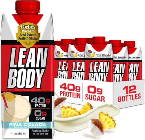 Miniatura 9 de Lean Body Batido de proteínas listo para beber, 40g de proteína, mezcla de suero, 0 azúcar, sin gluten, 22 vitaminas y minerales