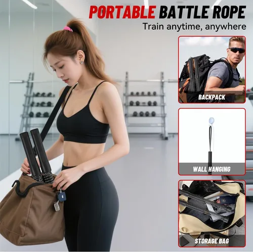 Miniatura 8 de Cuerdas de batalla inalámbricas sin cuerda para gimnasio en casa, cuerda de entrenamiento portátil con peso para entrenamiento HIIT, cardiovascular