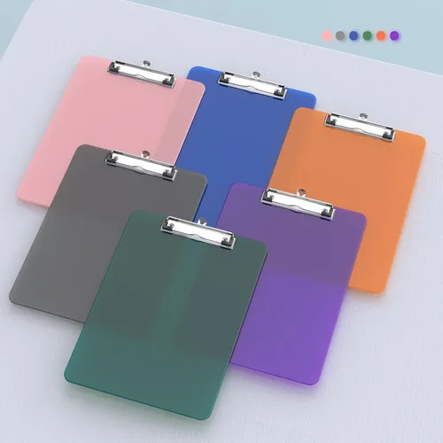 Miniatura 8 de Paquete de 6 portapapeles de color, tablero de plástico transparente A4 de 8.5 x 11 pulgadas para aula, estudiantes, niños, mujeres, tamaño 9 x 12.5