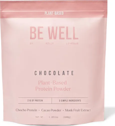 Be Well By Kelly - Proteína en polvo a base de plantas de chocolate, vegana 0.74 oz de proteína 9G de fibra 1 NetCarb (3 ingredientes, 20 porciones)