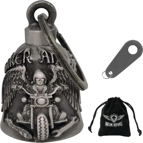 Miniatura 19 de Dream Apparel Campanas de motocicleta para motociclistas, accesorios de campanas pesadas y llavero para la suerte Viaja para vivir