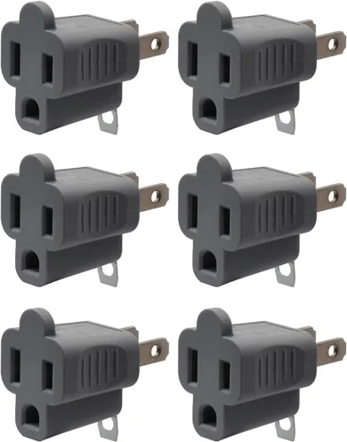 Miniatura 12 de ELEGRP Adaptador de 2 a 3 puntas, paquete de 3, gris - Adaptador de enchufe de conexión a tierra polarizado, certificación ETL