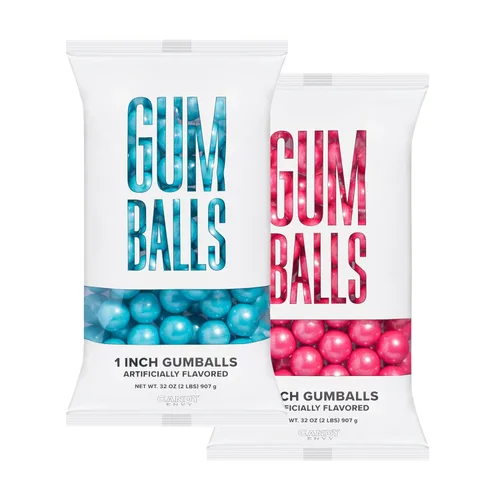 Candy Envy - Paquete de 2 bolas de chicle de 1 pulgada de color azul claro brillante y rosa brillante - Aproximadamente 113 bolas de goma por bolsa