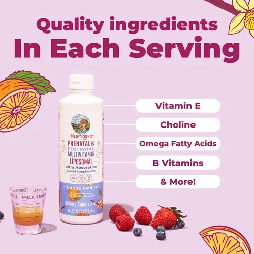 Miniatura 5 de MaryRuth's Multivitamínico prenatal y posnatal liposomal Preconcepción y embarazo Vitaminas prenatales para mujeres con folato colina Omega 3
