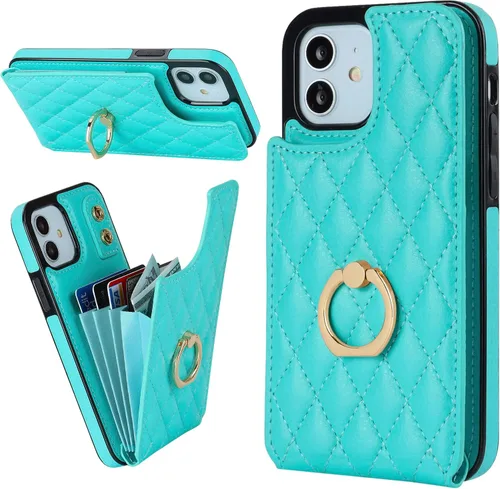 Miniatura 12 de Folosu Funda compatible con iPhone 12 iPhone 12 Pro con soporte para tarjetas, rotación de 360°, soporte de anillo de dedo con función atril, Blanco