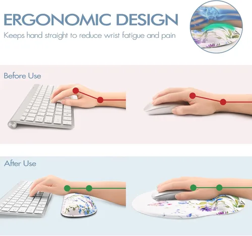 Miniatura 3 de Reposamuñecas para teclado, alfombrilla ergonómica para mouse con soporte de muñeca, reposamuñecas de espuma viscoelástica, base antideslizante