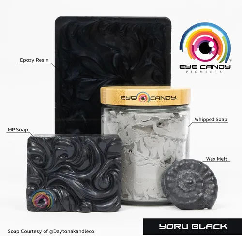 Miniatura 3 de Eye Candy Pigments Premium - Polvo de mica negra Yoru Black (0.88 oz), para epoxi, resina, jabón, pintura, carpintería, vertido acrílico, bombas