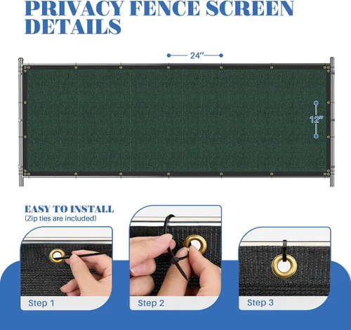 Miniatura 6 de ECOOPTS 4'x12' Pantalla de valla de privacidad con ojales de cobre, apta para vallas comerciales y jardines residenciales al aire libre, bloquea