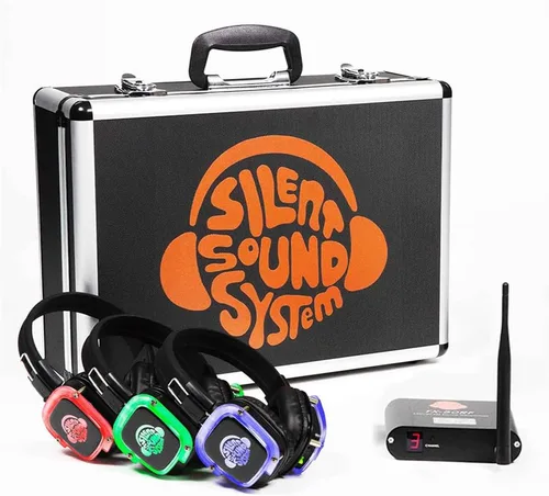 Paquete de inicio para fiestas en casa, eventos de jardín, películas familiares en casa en el patio trasero (9 auriculares LED RF + 1 transmisor)