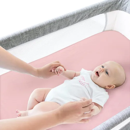 Miniatura 5 de Sábanas de moisés compatibles con Graco Sense2Snooze y SNOO Smart Sleeper, 100% algodón, 2 unidades, sábana ultra suave para moisés, rosa y violeta
