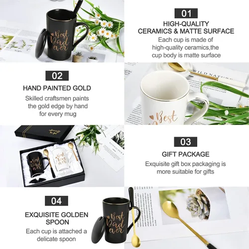 Miniatura 6 de YHRJWN Los mejores regalos para mamá y papá, Tazas para mamá y papá, Mejor taza de café para padres, Regalos de Navidad para padres de hija e hijo