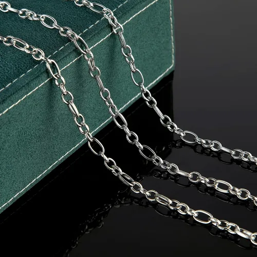 Miniatura 5 de 16.4 pies de cadenas de acero inoxidable plateadas para hacer joyería, collar pesado de hip-pop para hombres, cadena de eslabones en relieve a Rolo