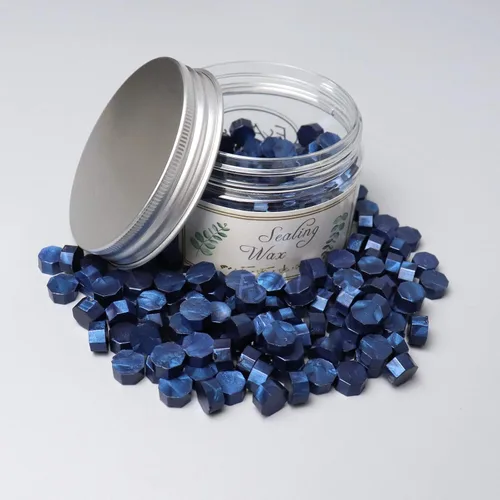 Miniatura 3 de FsAlisa Cuentas de sellado de cera, 200 cuentas octágonas de sellado de cera para sellado de cera, perfectas para adornar invitaciones de boda, Azul