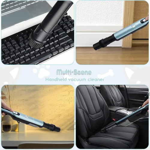 Miniatura 7 de Aspiradora inalámbrica de mano, aspiradora portátil para automóvil con potencia de succión de 18 KPa, aspiradora de mano de carga rápida con faros