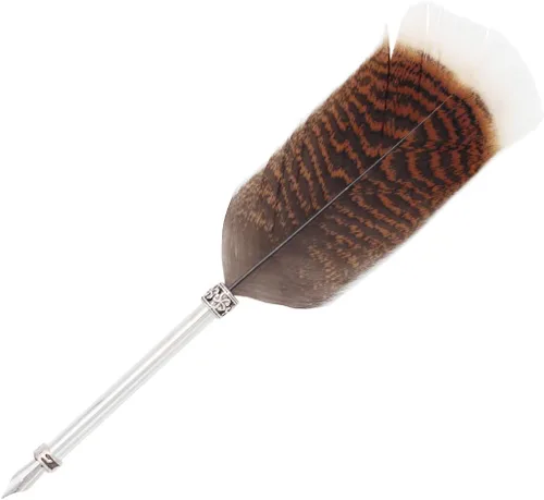 Miniatura 9 de Gullor Pluma de pluma vintage, pluma de inmersión de plumas naturales con caja de regalo, negro y marrón