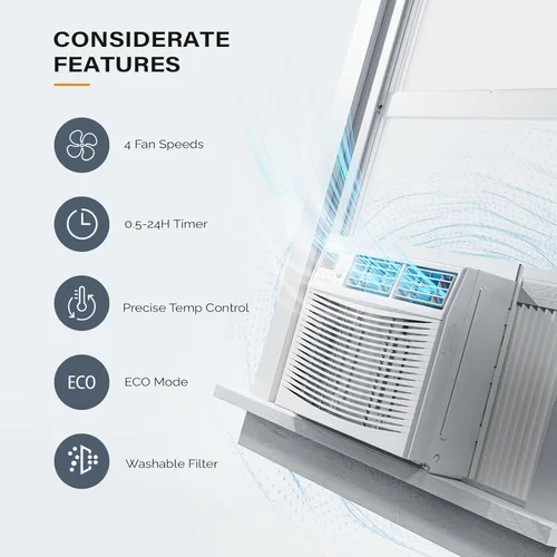 Miniatura 5 de ROVSUN - Aire acondicionado para ventana de 23200 BTU con calefacción, unidad de aire acondicionado y calentador combo con control inteligente por