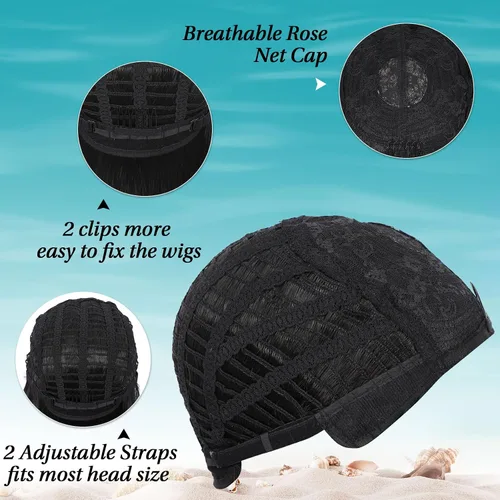 Miniatura 5 de Kalyss - Pelucas cortas de cabello negro con flequillo para mujer, peluca de cabello sintético completo, resistente al calor, peluca corta y recta