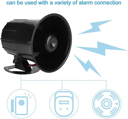 Miniatura 2 de Sirena de alarma ES-626 con altavoz de agudos de 12 V, carcasa ABS duradera, fácil instalación, versátil para fugas de gas y seguridad perimetral