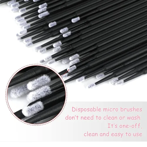 Miniatura 3 de G2PLUS Micro Hisopos - 100 piezas Hisopos de Algodón para Maquillaje, Aplicadores Desechables Negros Cepillo para Uñas, Delineador de Ojos